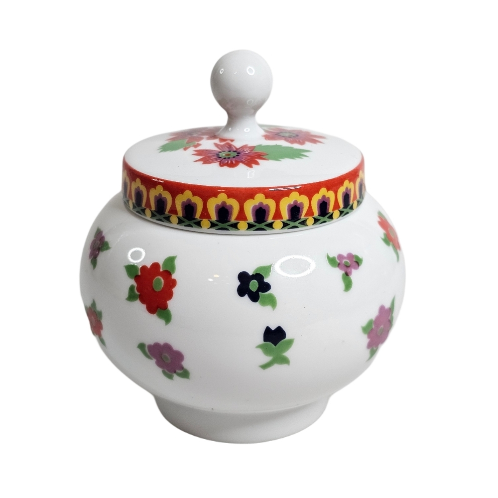 Vtg Heinrich Bavaria Sugar Bowl With Lid Germany H&C Selb Floral Porcelain White